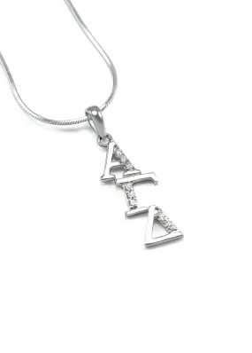 Alpha Gamma Delta Diagonal Lavaliere with Simulated Diamonds