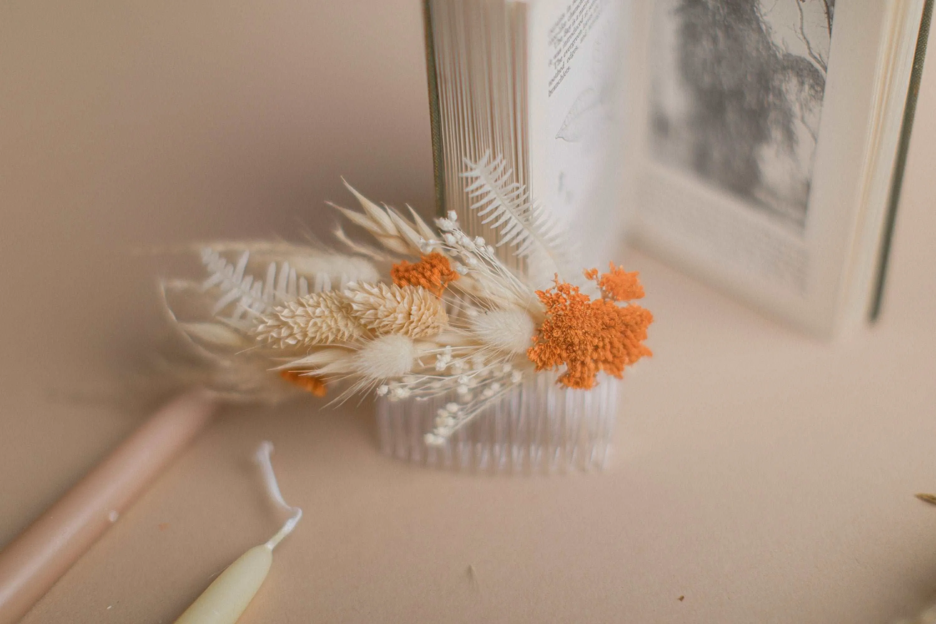 Autumn Peach & Terracota Comb / Wedding Hair Accessory