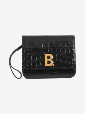 Black B small Embossed crossbody bag