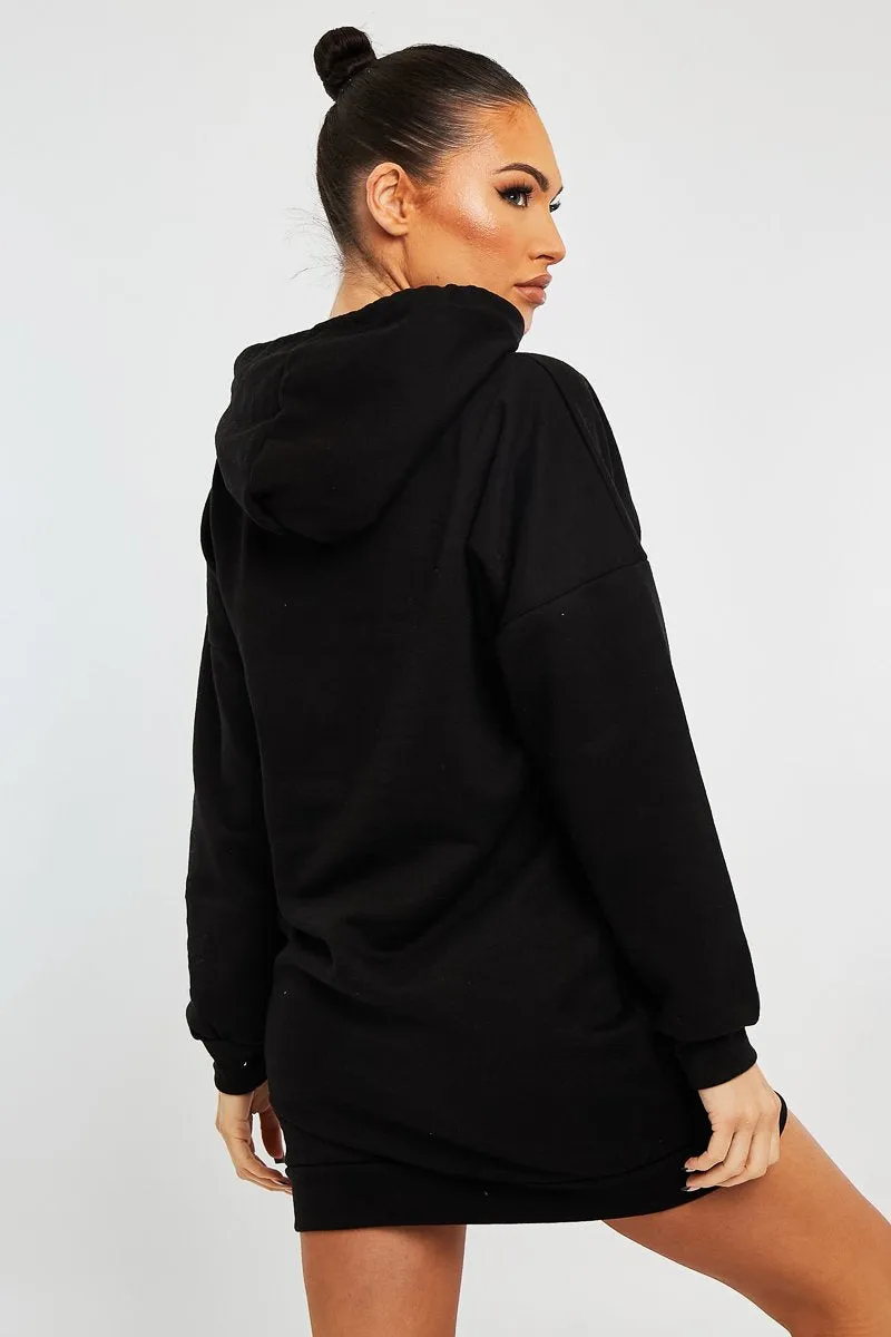 Black Oversized Hoodie Dress - Eimy