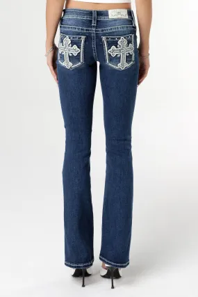 Blossoming Cross Bootcut Jeans