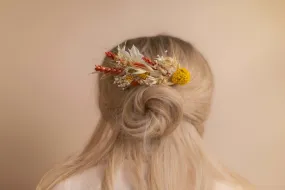 Burnt Orange & Yellow Hair Comb / Bridal Wedding Flower Set