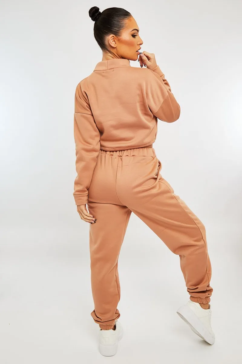 Camel Drawstring Waist Jumper and Joggers Co-ord - Kayla