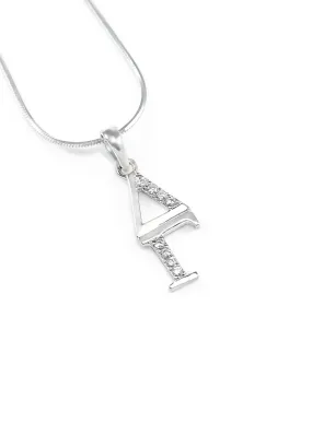 Delta Gamma Sterling Silver Lavaliere with Simulated Diamonds