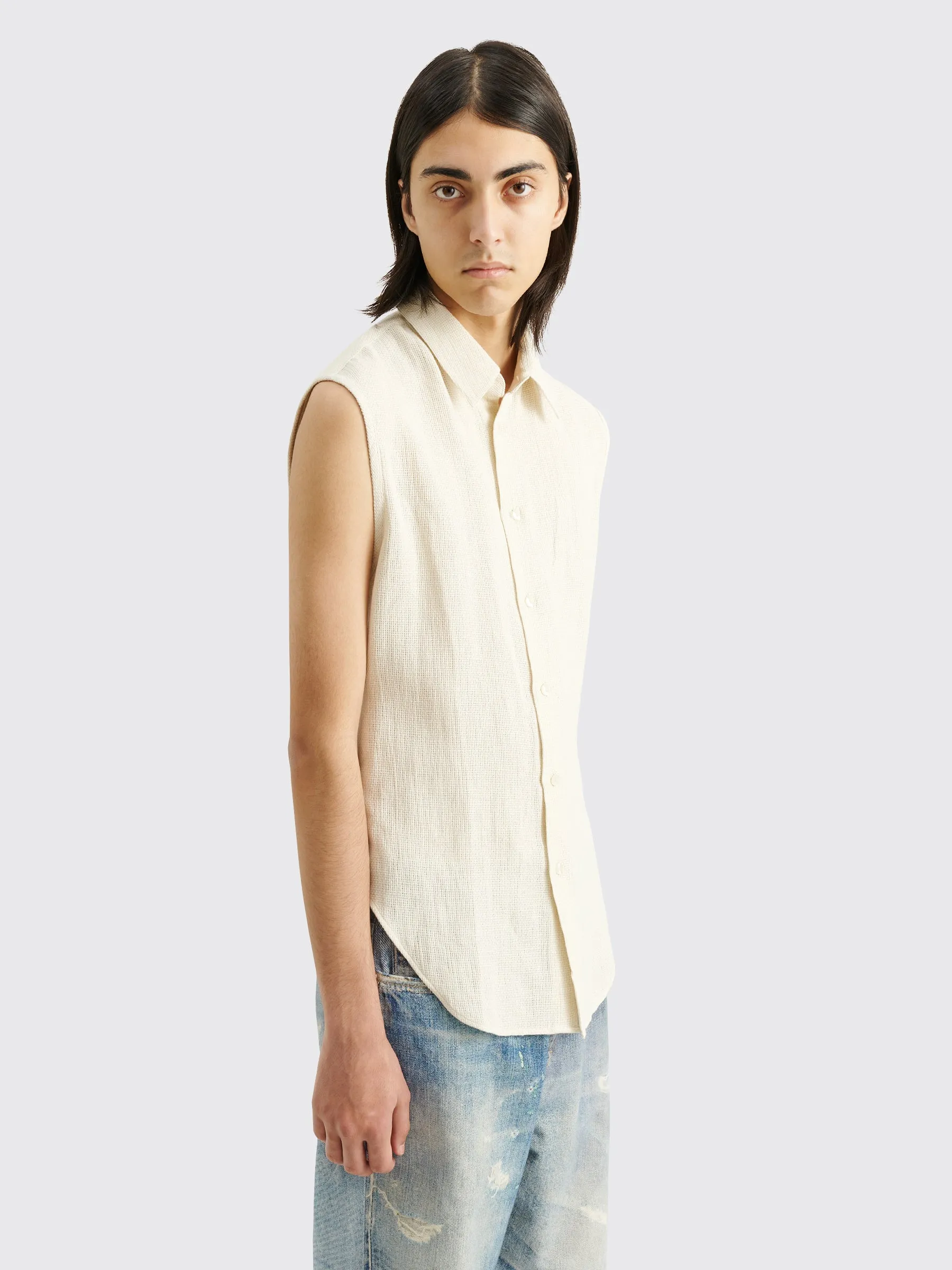 Eckhaus Latta Linen Open Back Tank Natural