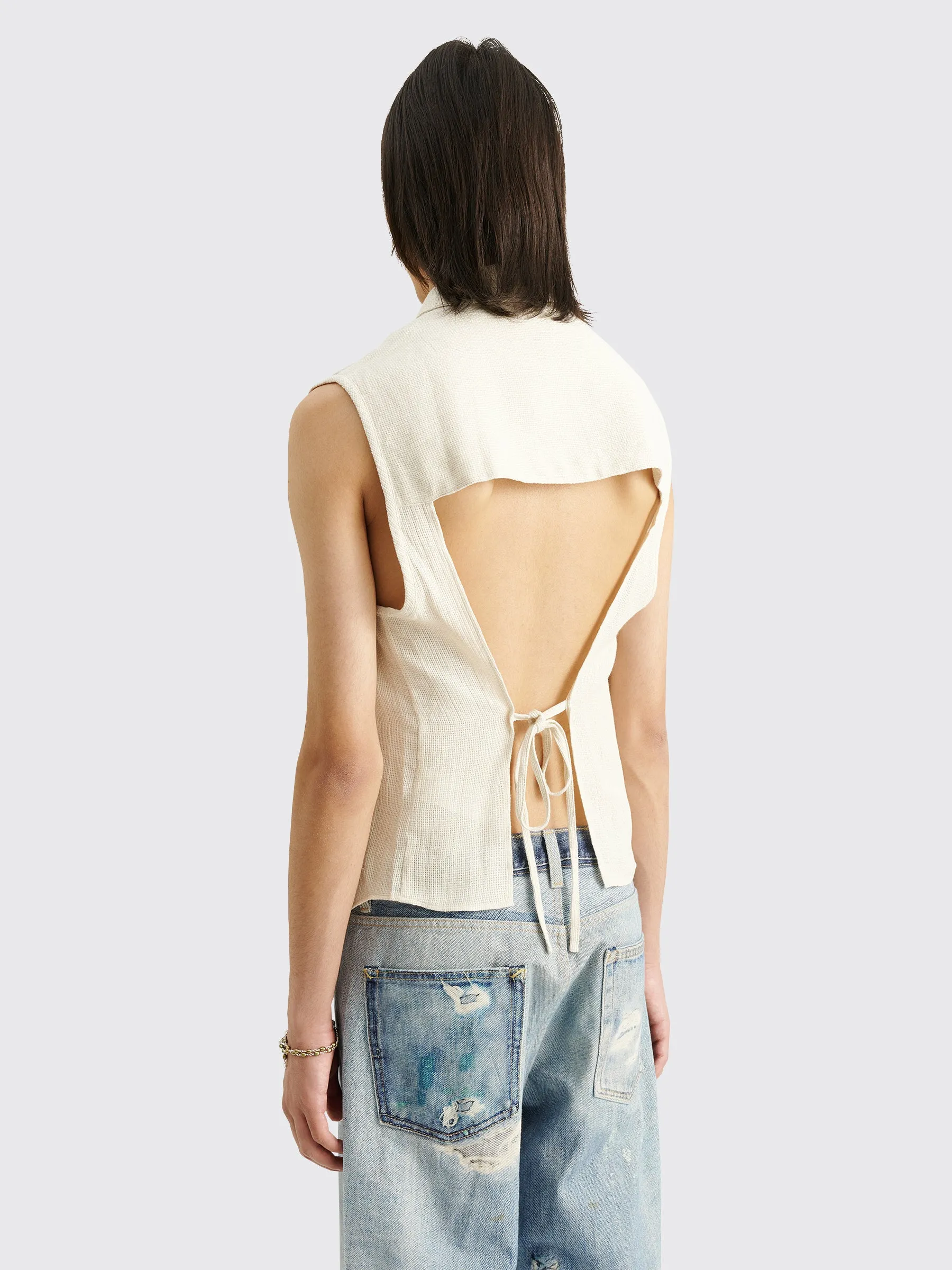 Eckhaus Latta Linen Open Back Tank Natural