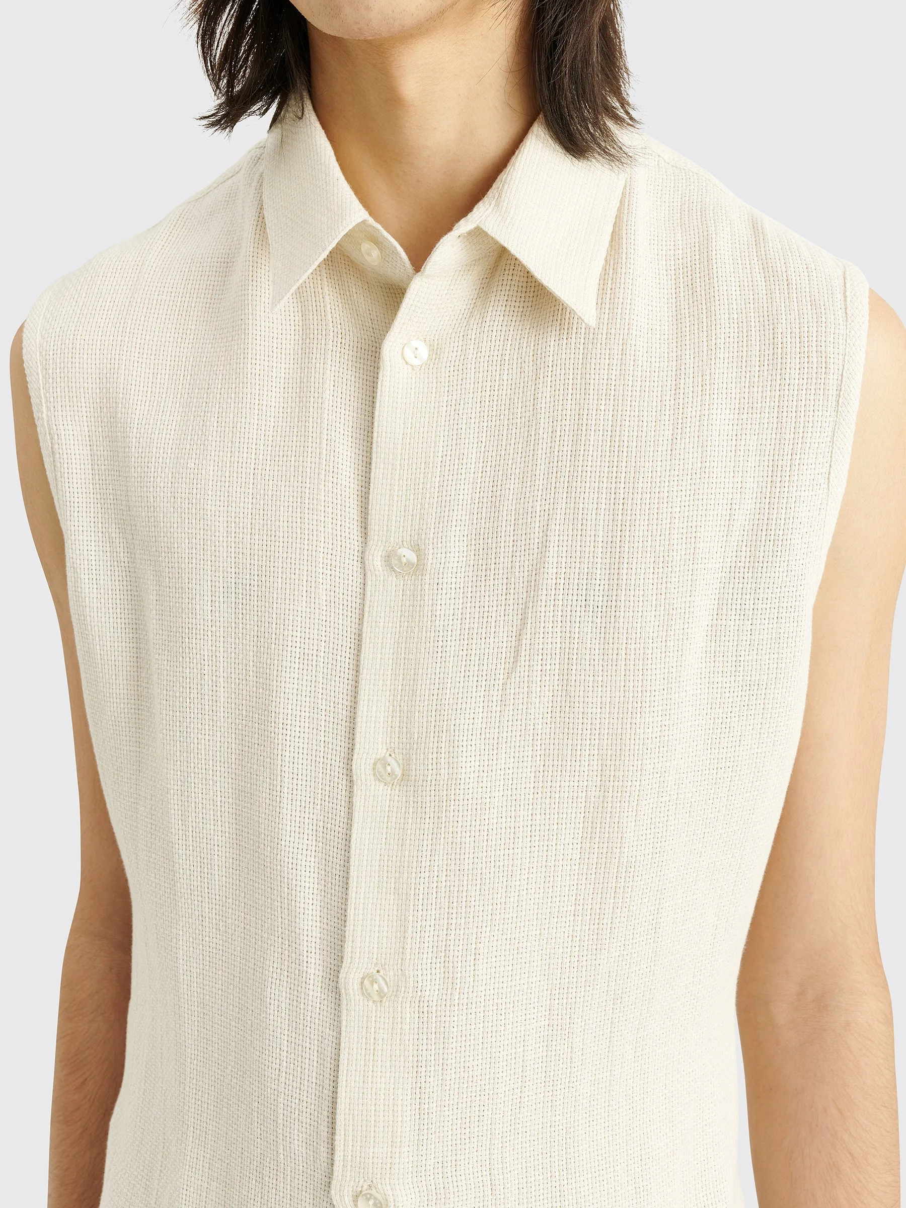 Eckhaus Latta Linen Open Back Tank Natural