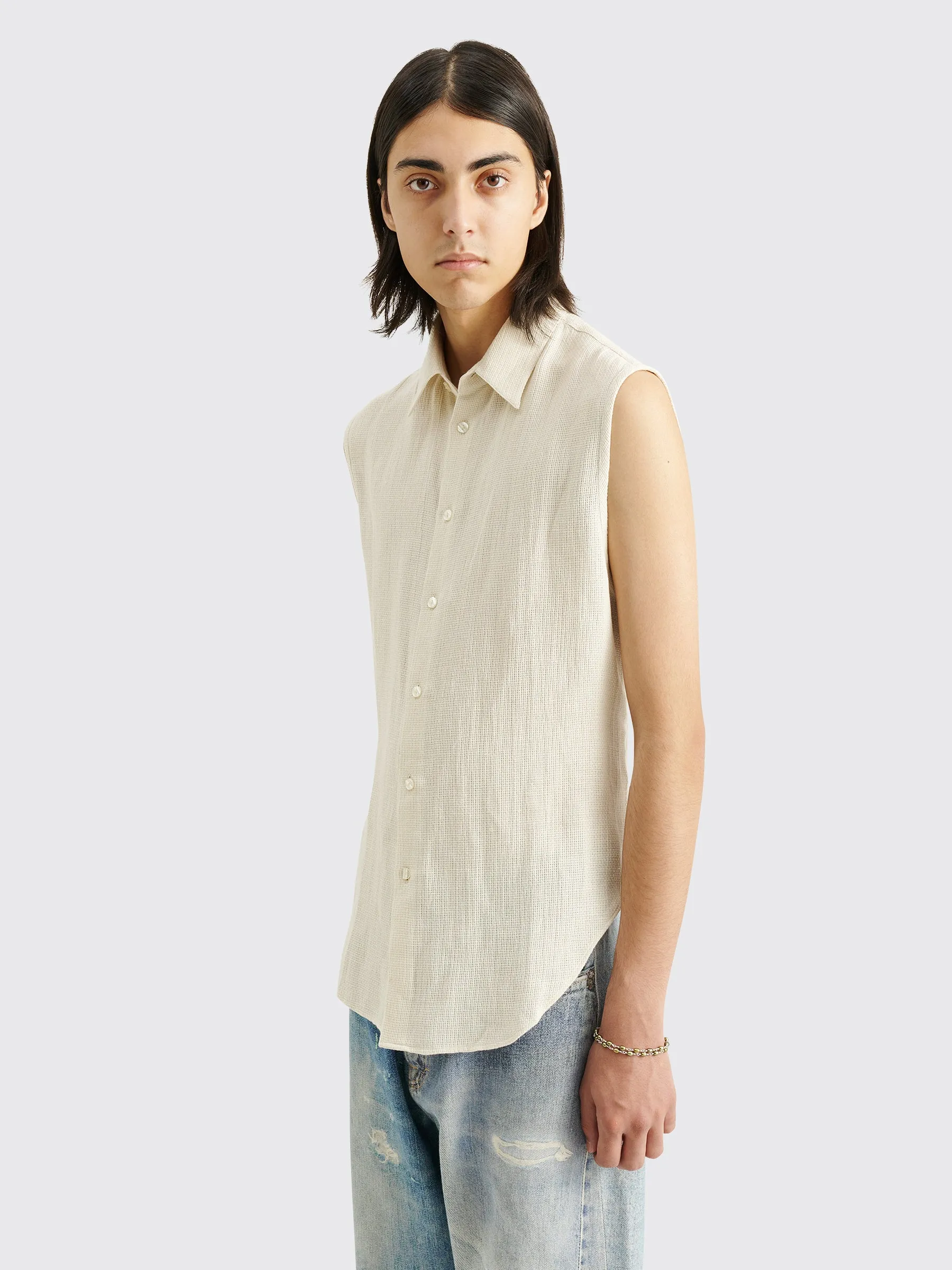 Eckhaus Latta Linen Open Back Tank Natural