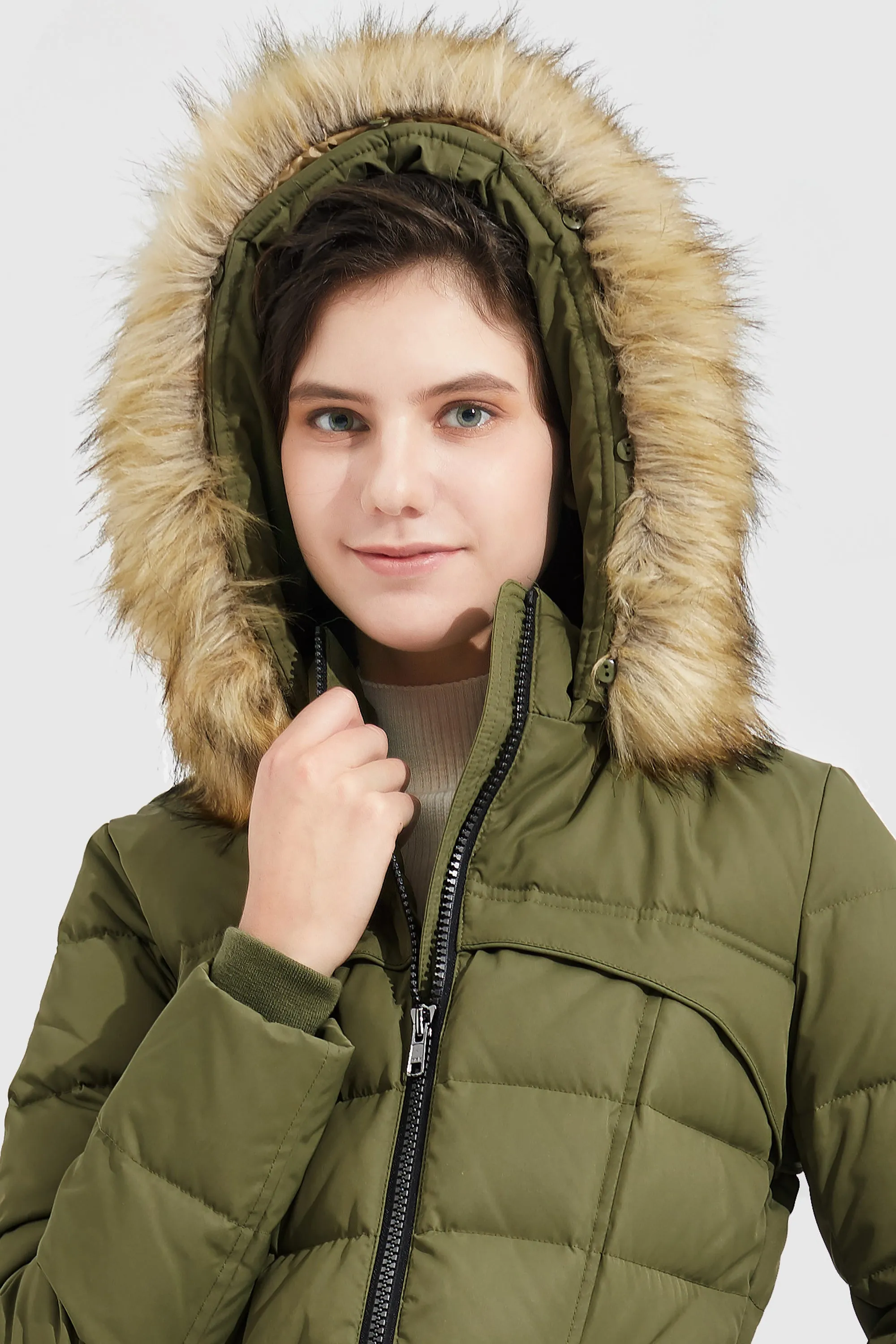 Faux Fur Qulited Puffer Down Jacket