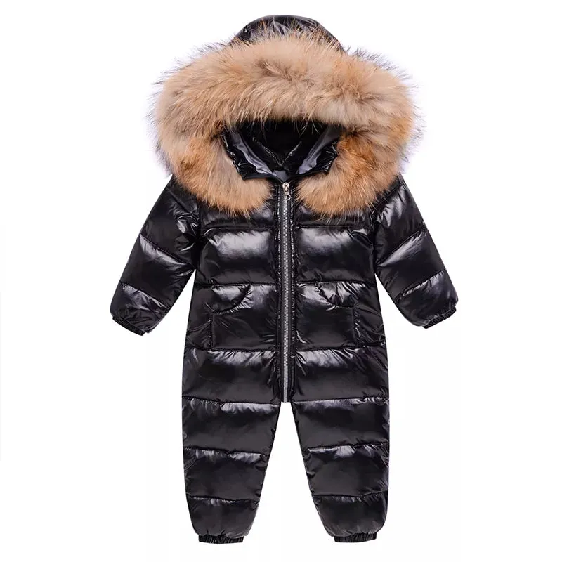 Fur Hood Puffer Romper