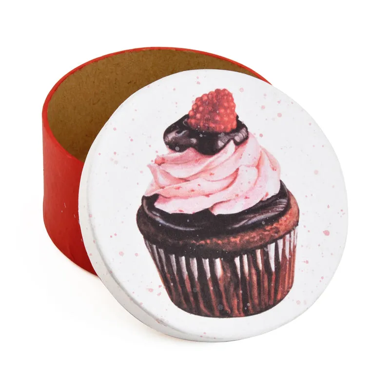 Gift Boxes-Chocolate Raspberry Cupcake-Paper Mache-Round-X-Small-Quantity 1