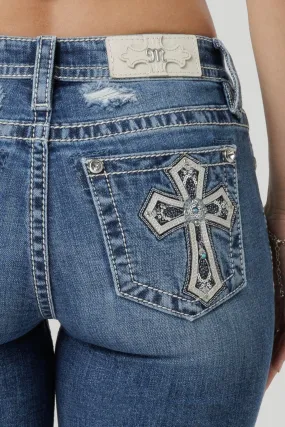 Glistening Cross Bootcut Jeans