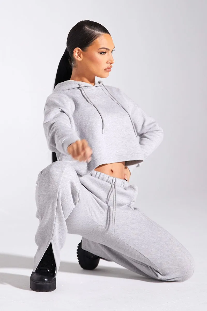 Grey Box Fit Cropped Hoodie - Neala