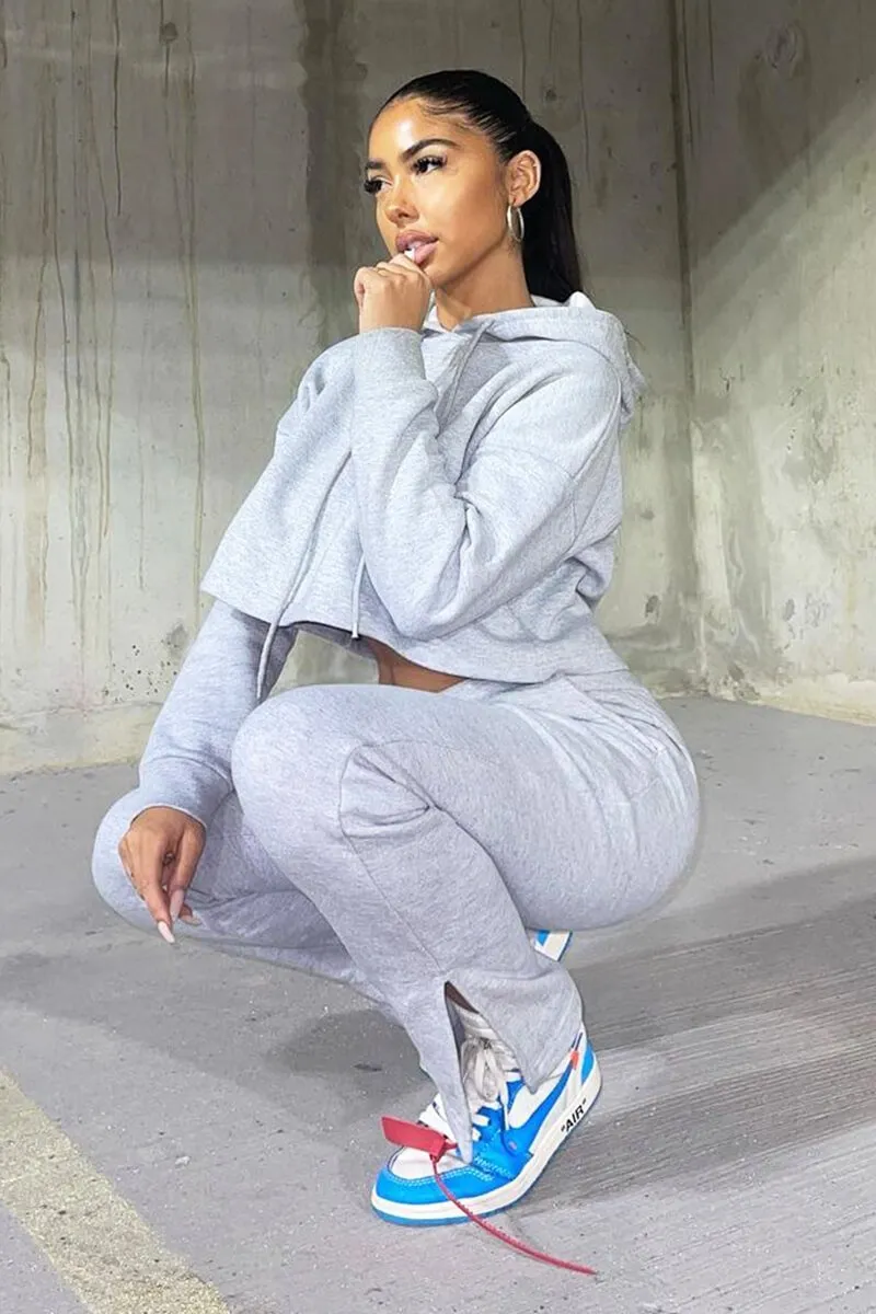 Grey Box Fit Cropped Hoodie - Neala