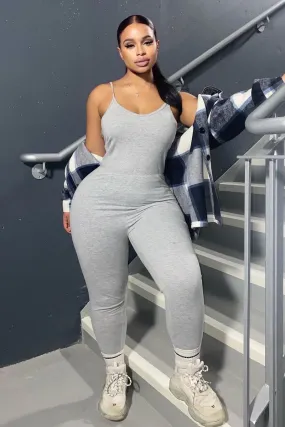 Grey Jersey Scoop Neck Jumpsuit - Kadia