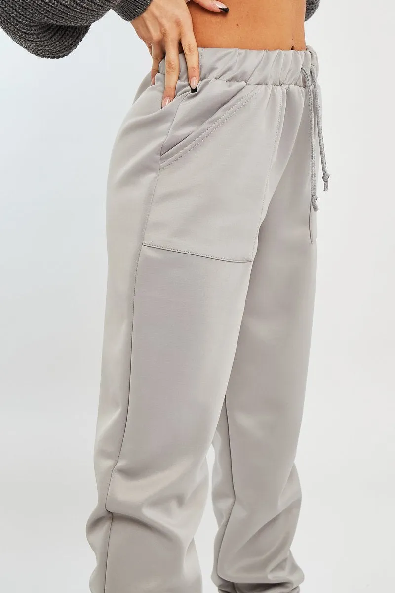 Grey Side Pocket Scuba Joggers - Lallie