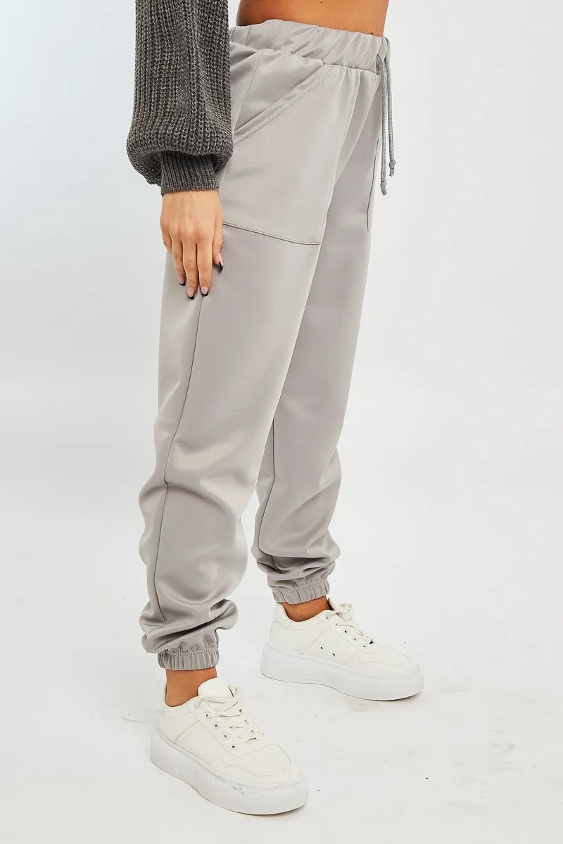 Grey Side Pocket Scuba Joggers - Lallie