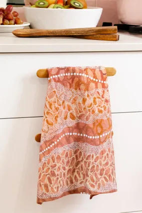 Gubarr (Red Ochre) Linen Tea Towel