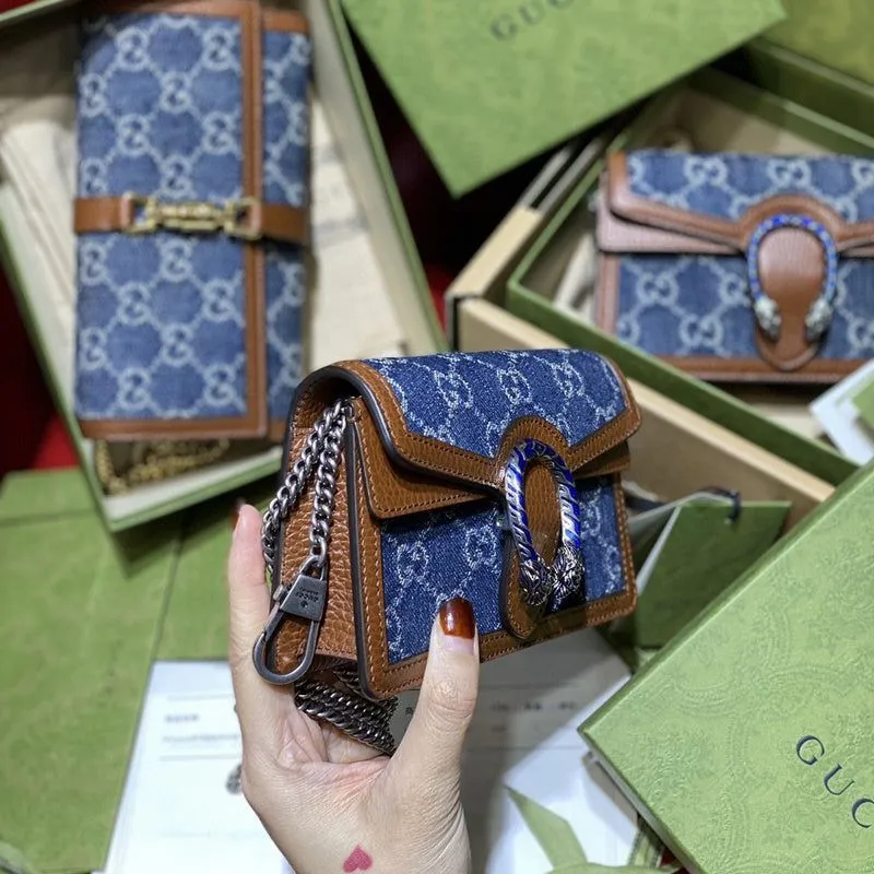 Gucci Dionysus-Inspired Super Mini Crossbody (Brown/Blue)