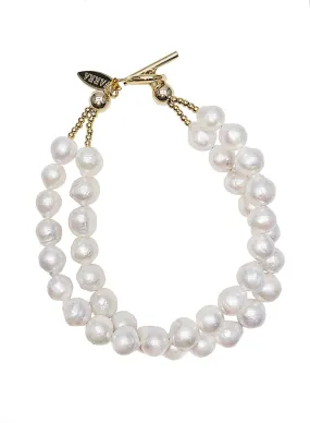 High Luster Freshwater pearls Double Layers Bracelet NB004