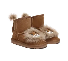 Kid Sheepskin Wool Boots Lion Kids Plus