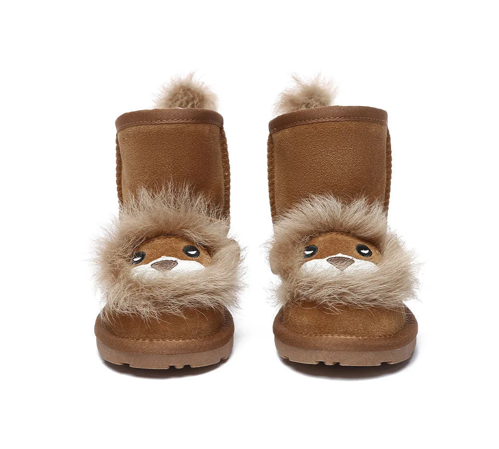 Kid Sheepskin Wool Boots Lion Kids Plus