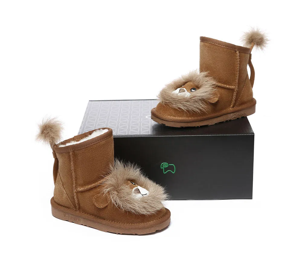 Kid Sheepskin Wool Boots Lion Kids Plus