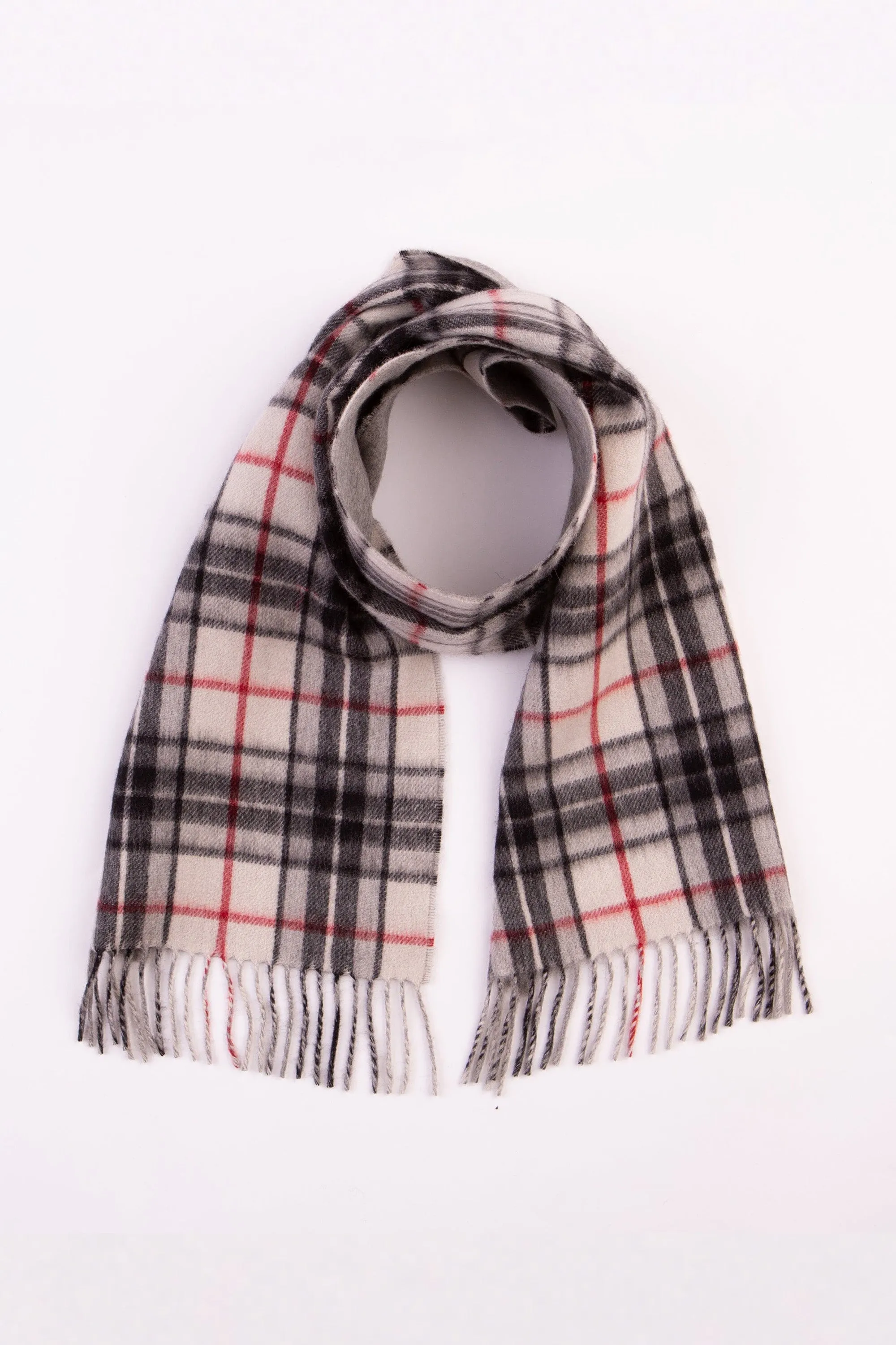 Made in Scotland Double Sided Cashmere Scarf - White Scotty Thompson & Grey