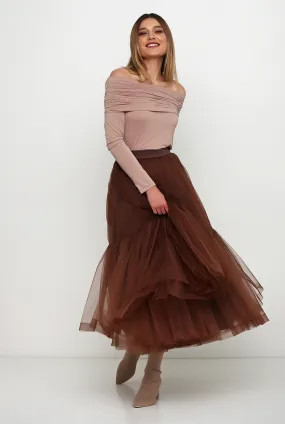 Magia tulle midi skirt