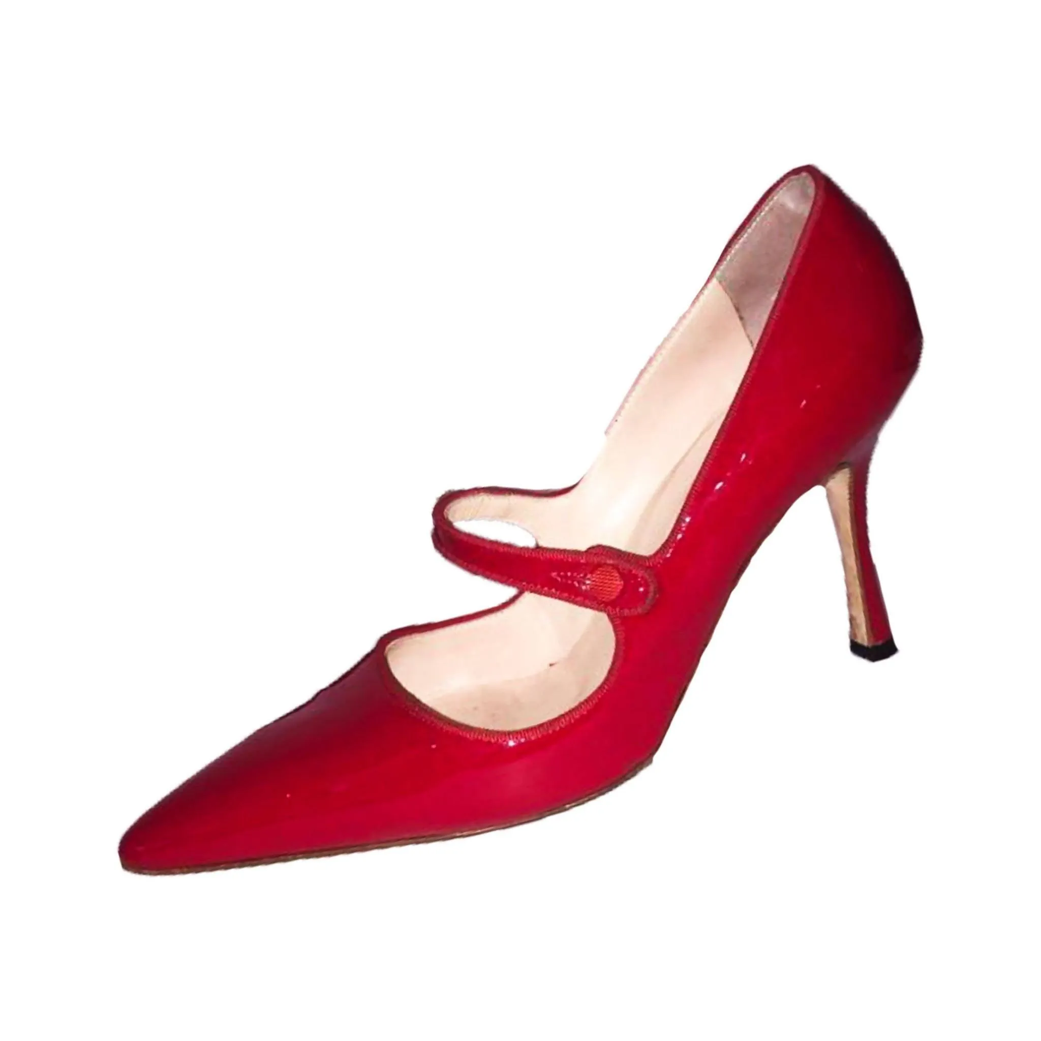 Manolo Blahnik Red Patent Leather Mary Jane Heels | EU 39 1/2