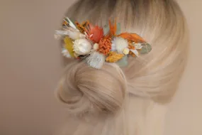 Pastel Autumn Dried Flower Bridal Comb / Autumn Wedding Hair Accessory