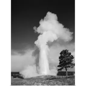 "1960's Old Faithful Geyser Erupting Yellowstone National Park" Poster Print - Multi