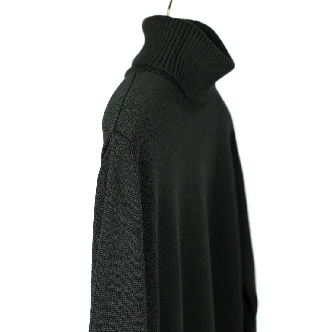 Rollneck sweater in black superfine merino wool (restock)