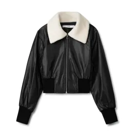 Sherpa Leather Jacker IN: Black