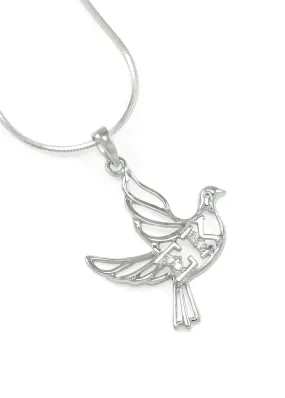 Sigma Kappa Sterling Silver Dove Pendant with Greek Letters