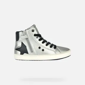 Silver high top sneaker with black star JKalispera