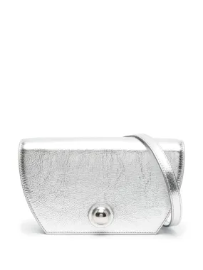 SILVER-TONE PEBBLED LEATHER BAG