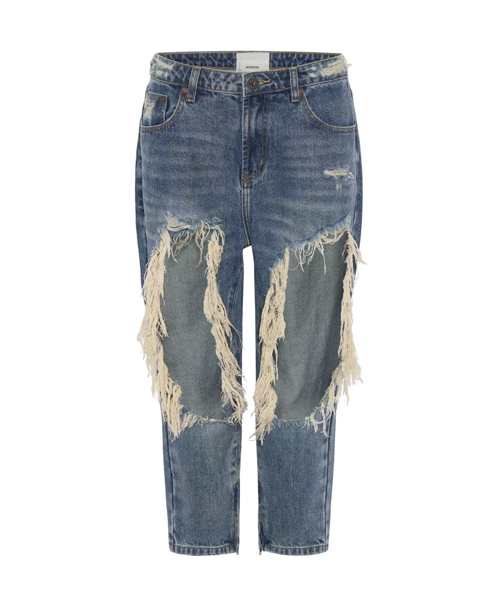 USED BLUE KINGPINS CROPPED BOYFRIEND JEANS